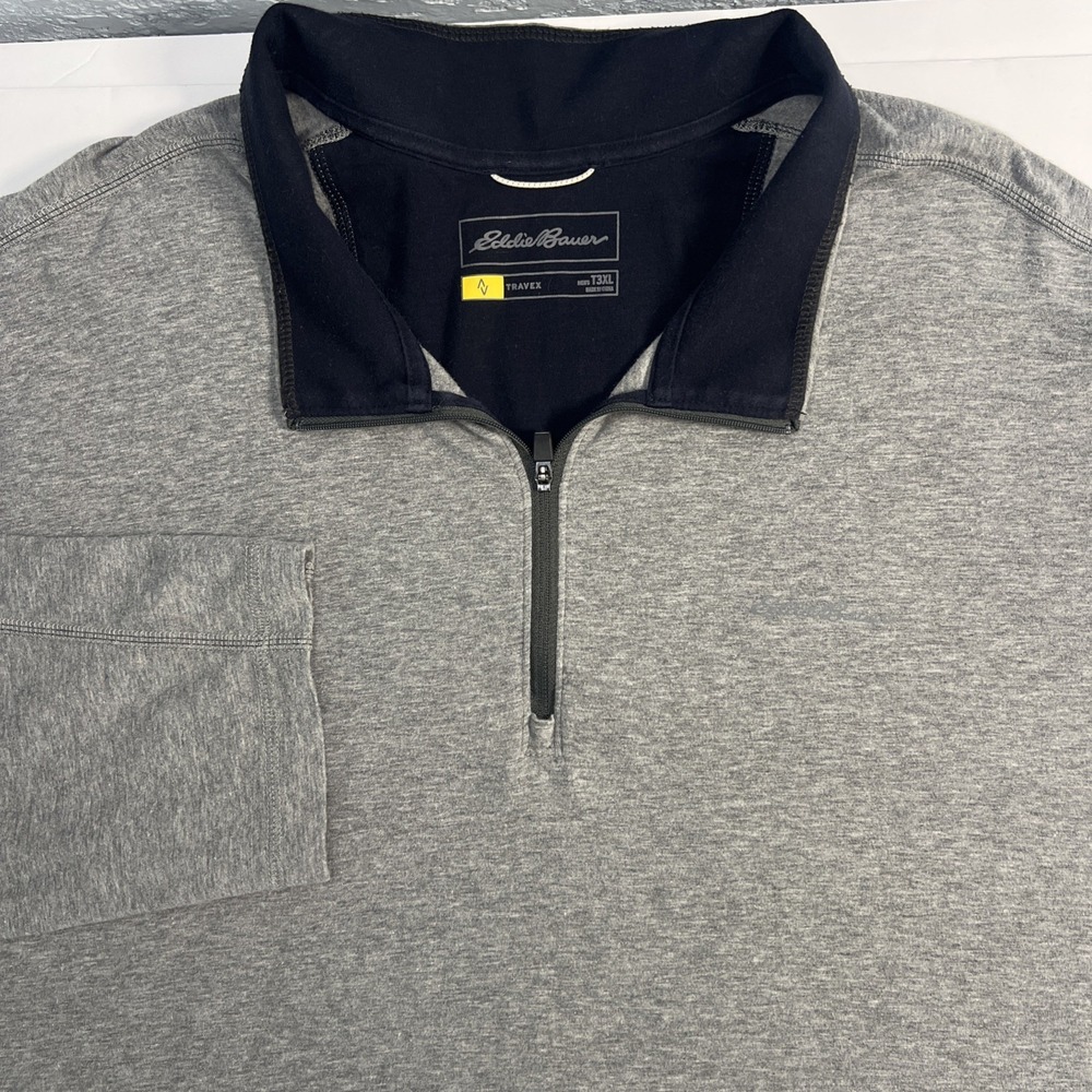 Eddie Bauer Travex Lightweight Freedry Quarter-Zip Pullover Heather Gray Sz T3XL